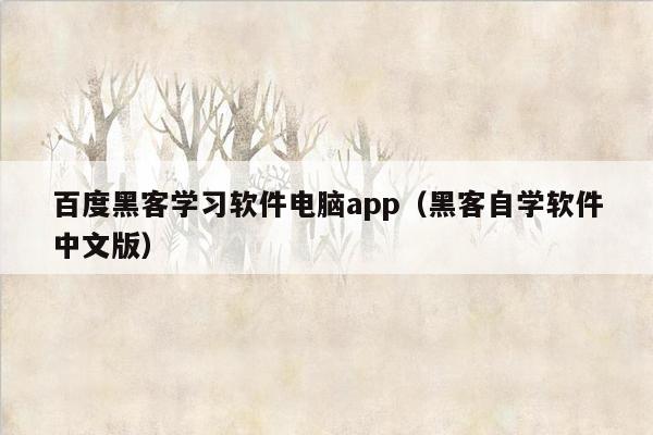 百度黑客学习软件电脑app（黑客自学软件中文版）