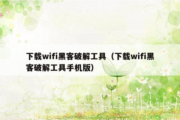 下载wifi黑客破解工具（下载wifi黑客破解工具手机版）