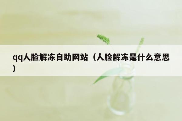 qq人脸解冻自助网站（人脸解冻是什么意思）