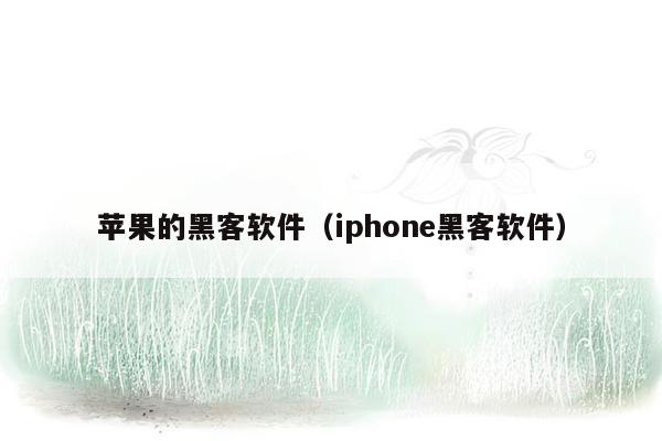 苹果的黑客软件（iphone黑客软件）