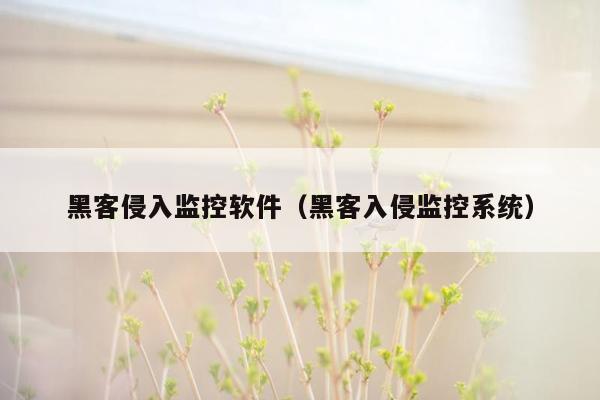 黑客侵入监控软件（黑客入侵监控系统）