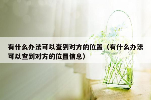 有什么办法可以查到对方的位置（有什么办法可以查到对方的位置信息）