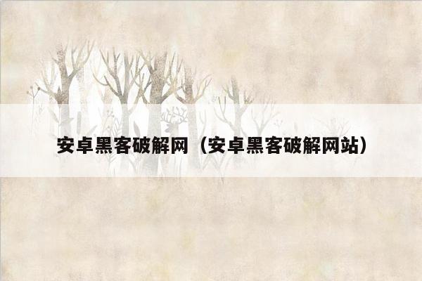 安卓黑客破解网（安卓黑客破解网站）