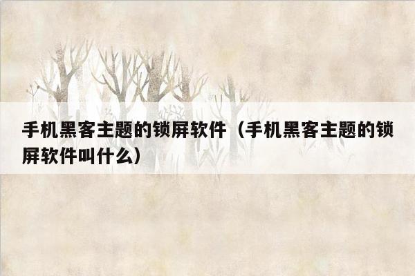 手机黑客主题的锁屏软件（手机黑客主题的锁屏软件叫什么）