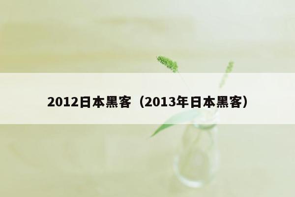 2012日本黑客（2013年日本黑客）