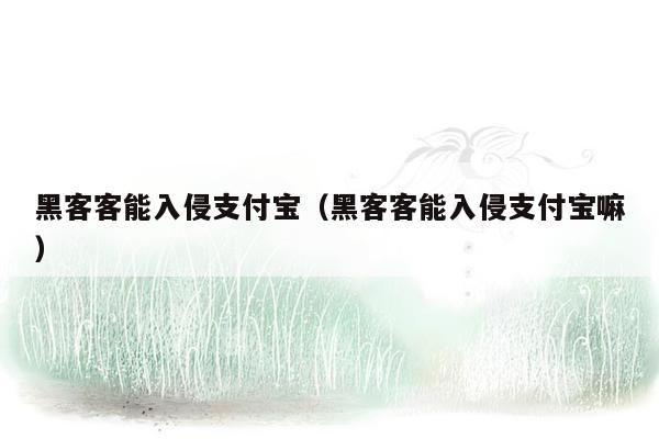 黑客客能入侵支付宝（黑客客能入侵支付宝嘛）