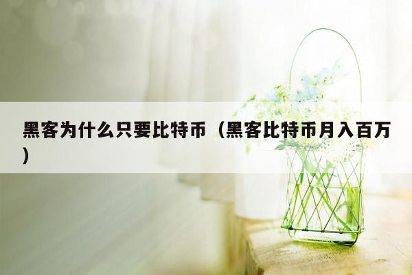 黑客为什么只要比特币（黑客比特币月入百万）