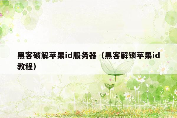 黑客破解苹果id服务器（黑客解锁苹果id教程）