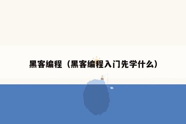 黑客编程（黑客编程入门先学什么）